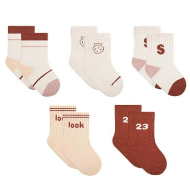 Laklulu A set of spring and autumn strawberry pink-white baby socks