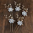 thumbnail image 2 of Bridal Hair Combs, 5PCS Wedding Hair Pins Set Crystal Flower Hair Clips Bride Bridesmaid Hair Sides Comb Rhinestone Barrettes, Pearl Flower Hair Pins Hair Accessories for Women Girls (Light Blue), 2 of 4