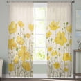 thumbnail image 2 of Yellow Daisy Sheer Curtains 96 Inches Long 2 Panels Set, Window Sheer Curtains for Living Room/Bedroom, Rustic Spring Floral Summer Botanical Light Filtering Rod Pocket Curtain 52'' x 96'' x 2, 2 of 7