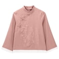 thumbnail image 6 of Vinsonshop Embroidered Cotton Linen Tops Elegant Long Sleeve Blouse Linen Clothes for Women Summer Clothes Retro Chinese Frog Button Camisas Para Mujer Womens Summer Clothes (M-4XL), 6 of 9
