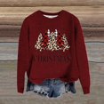 thumbnail image 2 of Women's 2025 Christmas Sweaters Funny Xmas Leopard Plaid Tree Print Long Sleeve Blouses Casual Trendy Stretch Comfy Pullover Tops, 2 of 4