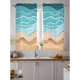 thumbnail image 2 of Turquoise Beach Curtains 45 Inch Length, Sheer Curtains for Bedroom Living Room Window Abstract Ripple Gradient Ocean Sand Rod Pocket Voile Drapes Kitchen Curtains Small Half Window 42"x45" 2 Panels, 2 of 6