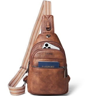 7L PU Leather Sling Bag, Crossbody Fanny Pack for Travel 
