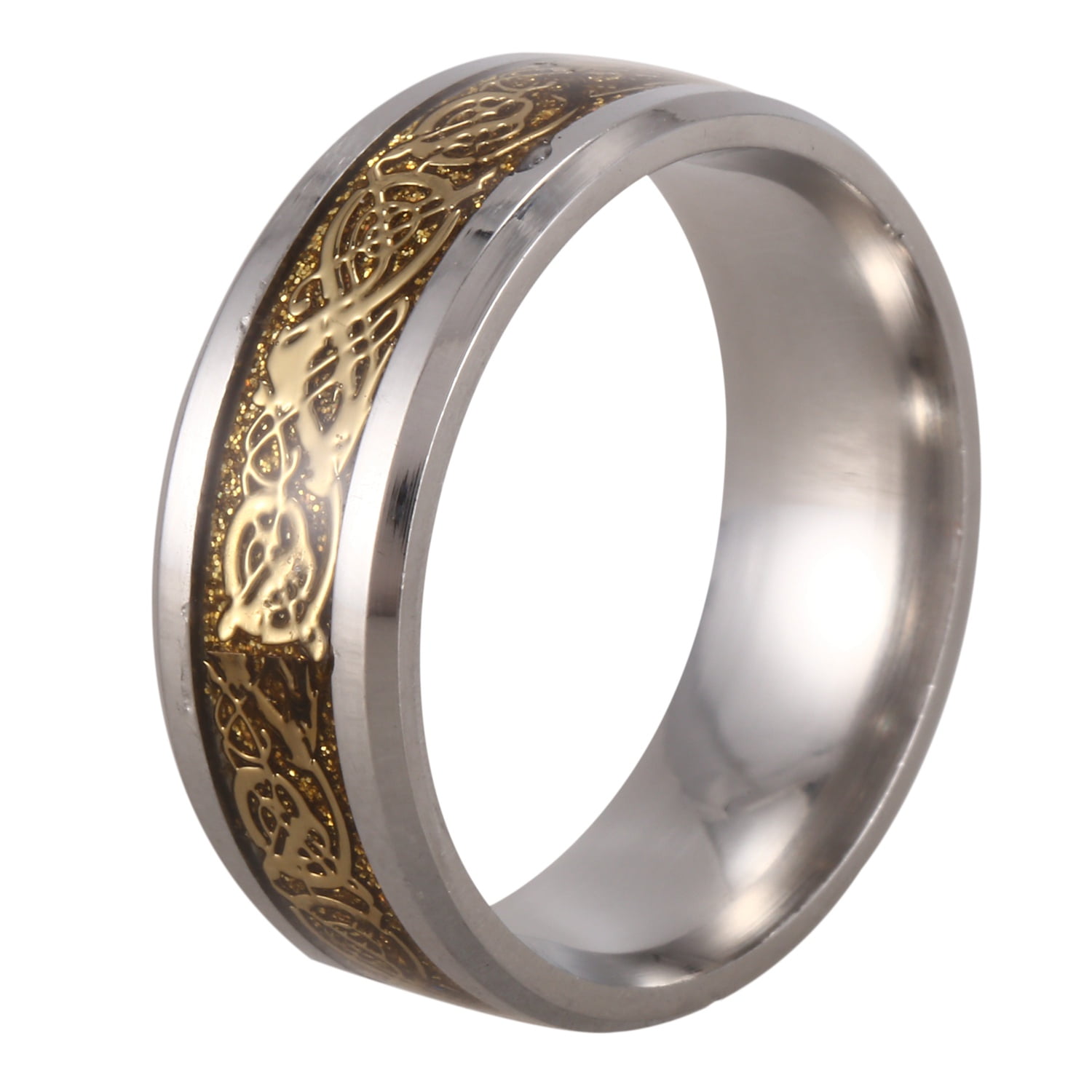 wholesale 12Pcs Wood pattern Simple Band Jewelry Stainless steel Rings 