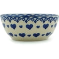 thumbnail image 3 of Polish Pottery 4-inch Bowl (Blue Valentine Theme) Hand Painted in Boleslawiec, Poland + Certificate of Authenticity, 3 of 6