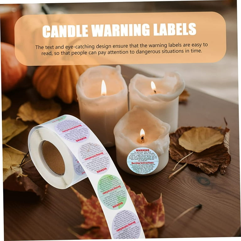 TRIANU 1500Pcs Candle Warning Labels, 1.5inch Round Candle Jar Container  Stickers, Candle Safety Stickers for Candle Making DIY Candle Jars and Tins  - Colorful 