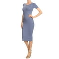 thumbnail image 4 of Lady's Short Sleeve Crew Neck Midi Bodycon Dress, Slate Grey, L, 4 of 5