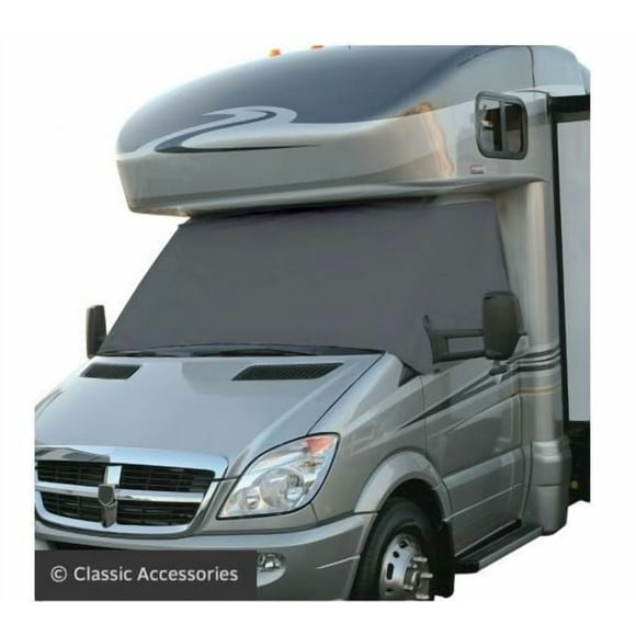 Classic Accessories Windshield Cover 80-035-212307-00 For Dodge Sprinter Full-Size Van; Water Proof/UV Resistant; Top Mounts With Straps/Bottom Mounts With Magnets; Snow White; Vinyl; With Storage Bag