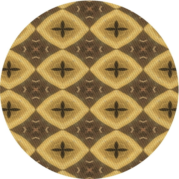 Ahgly Company Machine Washable Indoor Round Transitional Saddle Brown Area Rugs, 5' Round