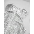 thumbnail image 4 of Alvivi Girls Kids Shiny Sequins Bell-bottom Jumpsuit Pants One Piece Dance Bodysuit Unitard Costume Silver 12, 4 of 7