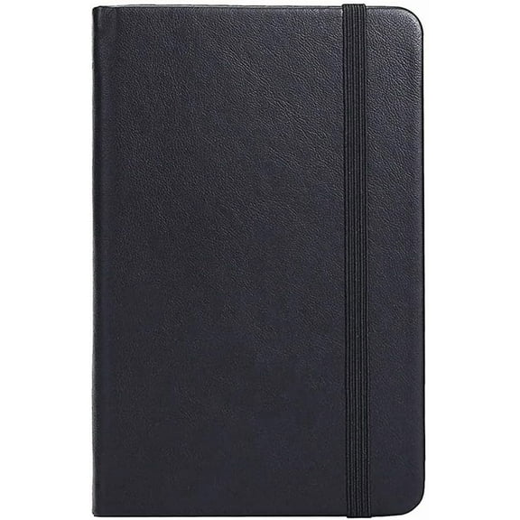 Small Pocket Notebook 3.5" x 5.5" Hardcover Lined Paper Mini Notepad with Black Leather Sketchbook Composition Notebook 1 Pack
