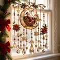 thumbnail image 5 of Ynsdnzl Christmas Vintage Hanging Ornament, Santa Sleigh & Reindeer Scene, Acrylic Crystal Tassel Design, Festive Wall Window Door Decor, Holiday Accent, 5 of 6