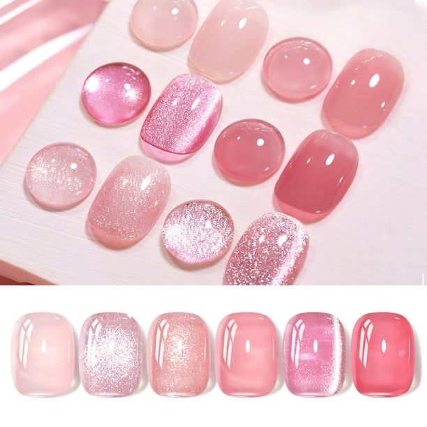 Esmalte de uñas en gel Born Pretty Pink Nude con Magnetic Eye, 7 ml x6