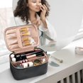thumbnail image 4 of Portable Cosmetic Bag with Makeup Brush Organiser Make up Case Water-Resistant Toiletry Bag for Women Travel Essentials, 4 of 5