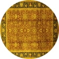 thumbnail image 1 of Ahgly Company Indoor Round Oriental Yellow Industrial Area Rugs, 3' Round, 1 of 4