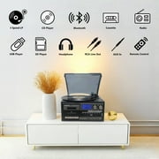 LoopTone Vinyl Record Player Turntable with Bluetooth, CD, Tape, Radio, USB Recorder, Stereo Home System
