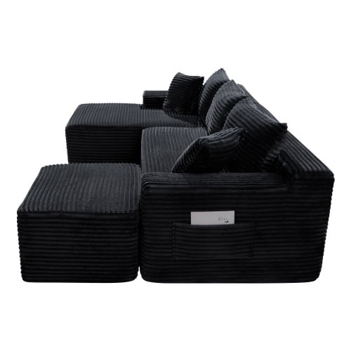 106.3" U-Shaped Cloud Sectional Sofa with Deep Seat, Modular Sleeper Couch, No Assembly, Black