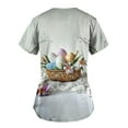 thumbnail image 5 of Kctiaxy Scrubs for Women Funny Casual Rabbit Print Graphic Easter Shirts for Women Short Sleeve V-neck Pullover Work Tee Tops with Pockets, 5 of 5