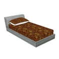 thumbnail image 2 of Ambesonne Paisley Fitted Sheet & Pillow Sham Set, Oriental Damask Design, Twin, Redwood and Amber, 2 of 2