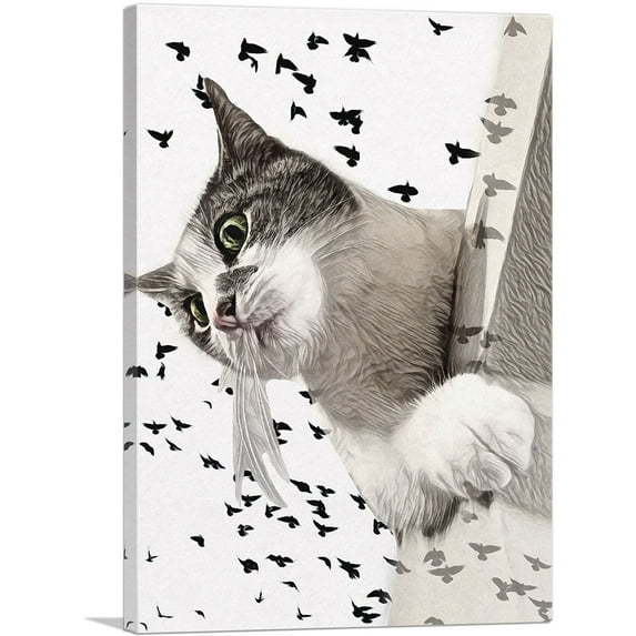 ARTCANVAS Aegean Cat Breed Birds Canvas Art Print - Size: 26" x 18" (1.50" Deep)