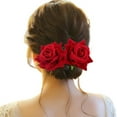 thumbnail image 1 of XASZHN Pinces à Cheveux pour Femmes, Mariée, Mariage, Floral, Rouge_007 Taille Unique, 1 of 4