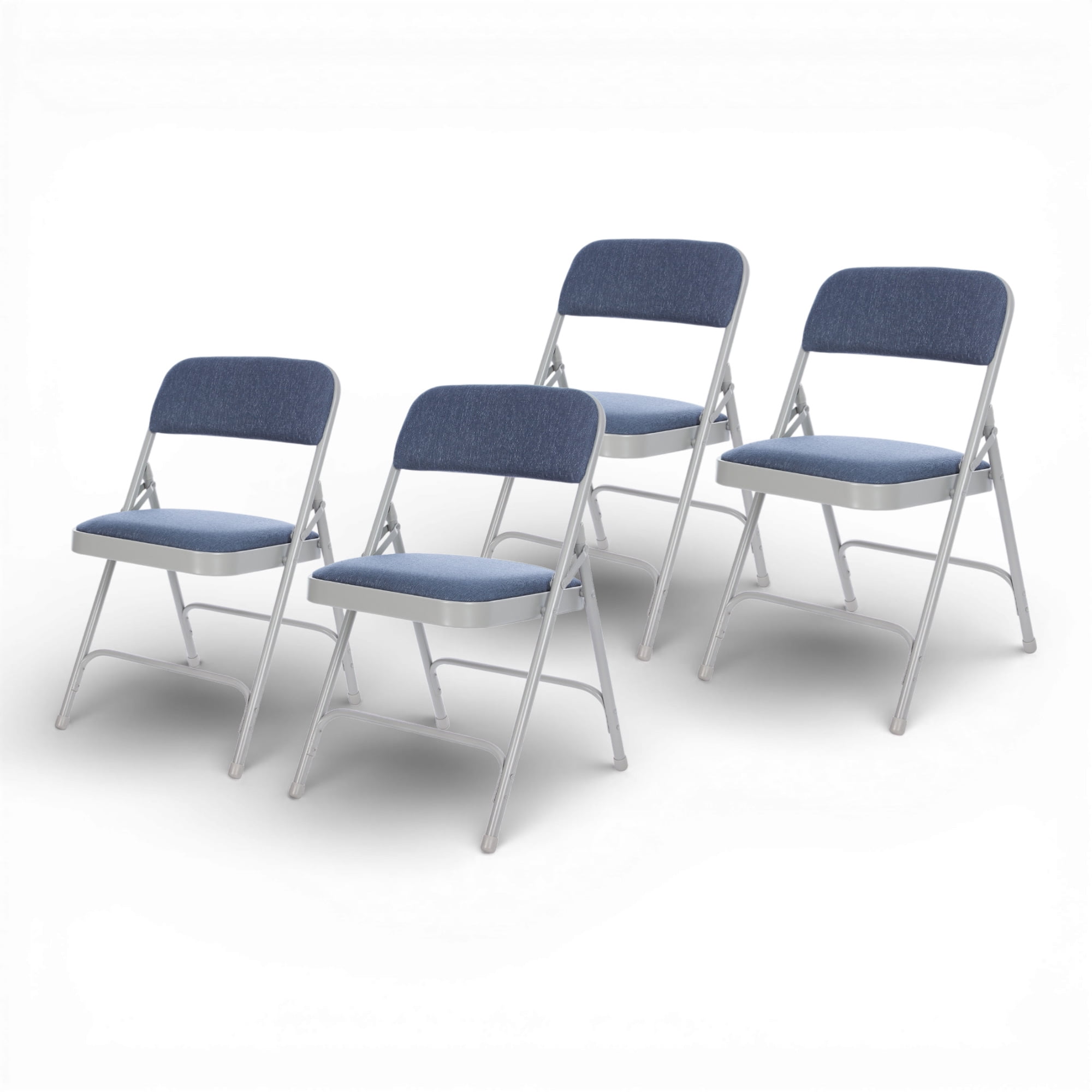Hampden Furnishings Bernadine Collection Fabric Padded Folding Chair, Grey/Blue, Pack of 4