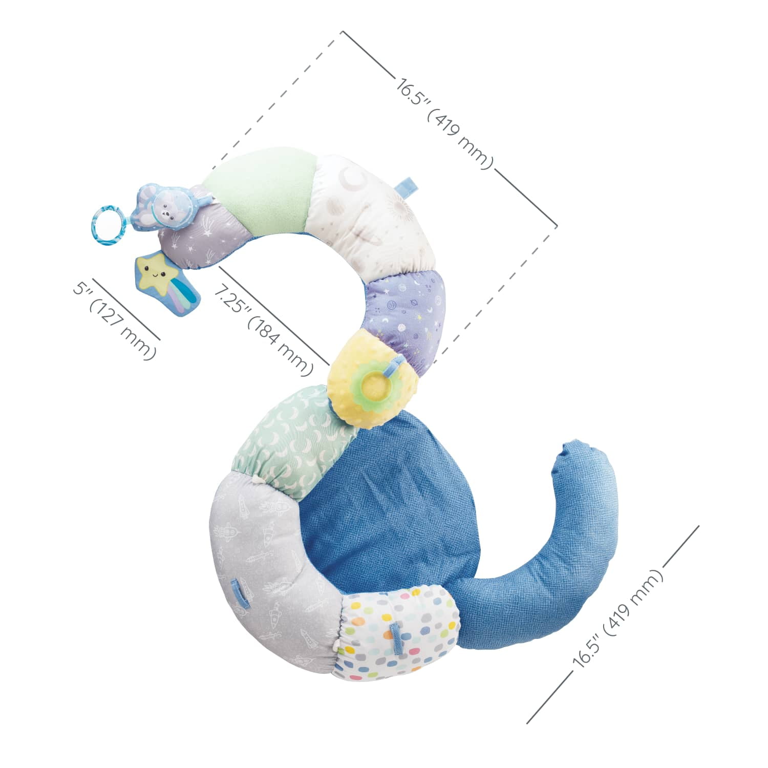 Infantino 2-in-1 Tummy Time & Seated Support Activity Gym for Ages 6-12 Months, Multicolor Space