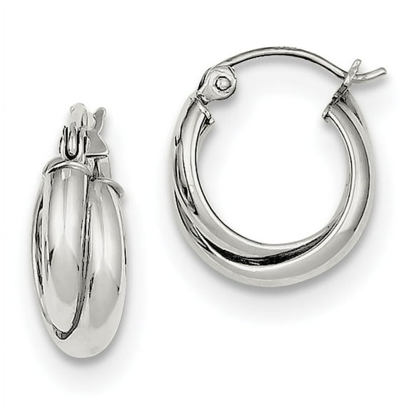 Primal Silver Sterling Silver Rhodium Plated Hoop Earrings