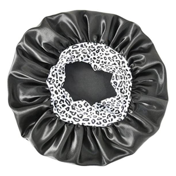 Gorro elástico con estampado de leopardo para el pelo, suave, de doble capa de seda, turbante, gorro para la cabeza para rastas, cabello largo, para dormir de noche, para niñas. blanco