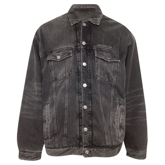 Pre-Owned Balenciaga Mirror Denim Jacket in Dark Grey Cotton
