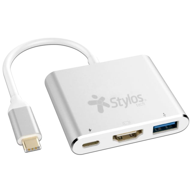 Hub Stylos De USB-C (Macho) a Puerto HDMI (Hembra), USB A 3.0 (Hembra), USB C (Hembra). Stylos STCBHUB31S