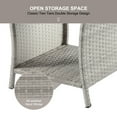thumbnail image 3 of Outdoor Side Table for Patio Small Rattan Wicker Coffee Table Balcony Table Outside end Table with Poly Lumber Table top & Storage Bistro Table for Garden Pouch Deck Living Room Backyard Grey, 3 of 7