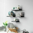 thumbnail image 3 of WELLAND 15 Inch Simons Wood Modern Floating Shelf Wall Mounted Display Shelves, Set of 2, 15"L x 7.75"D x 1.25"T, Black, 3 of 7
