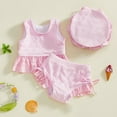 thumbnail image 2 of JAJAHO Girls Tankini Set Summer Swimwear Sleeveless Ruffle Top Bottom Cute Swimsuits With Hat Outfit For Baby Toddler Beach Pool Stylish Swimwear, 2 of 4
