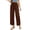 Brown, variant on Women Cropped Wide Leg Pants Drawstring Elastic High Waist Loose Textured Palazzo Trousers Casual Baggy with Pockets