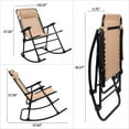 thumbnail image 3 of Patio Rocking Zero Gravity Chairs Outdoor Wide Recliner Portable Lounge Chair Folding with Headrest for Camping Fishing Beach Poolside(Beige), 3 of 5