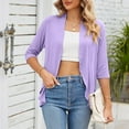 thumbnail image 6 of Mittory Women Cardigan 3/4 Sleeves Open Front Lightweight Cardigan Draped Ruffles Knit Cardigan, 6 of 8