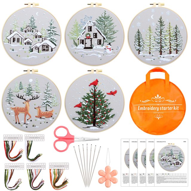 Kit de bordado Tigeen Winter 5 sets para Navidad para adultos