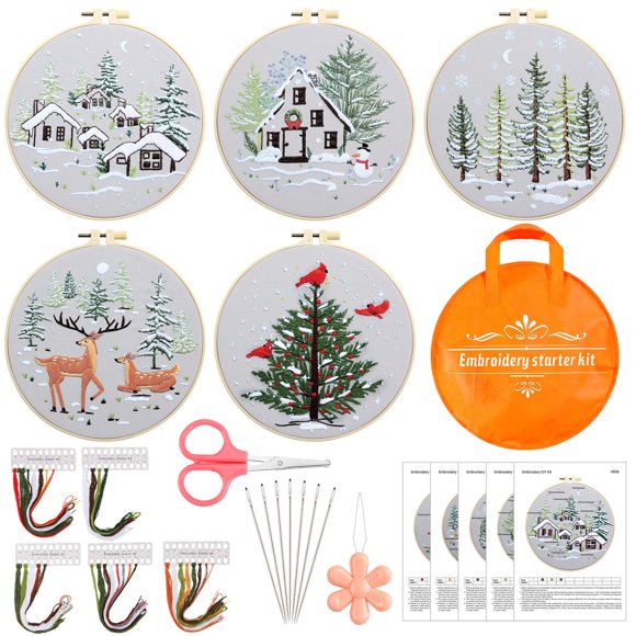 Kit de bordado Tigeen Winter 5 sets para Navidad para adultos