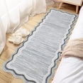 thumbnail image 1 of Washable Scalloped Runner Rug 2x6ft – Non-Slip, Soft Low Pile Modern Carpet for Entryway, Kitchen, Hallway, Bedroom – Mark Resistant Floor Mat – Gray Tone, USA, 1 of 8
