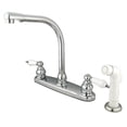 thumbnail image 2 of Kingston Brass GKB718SP  GKB718SP Water Saving Victorian High Arch Kitchen Faucet with Oak & Porcelain Lever Handles and Sprayer, Satin Nickel, 2 of 7