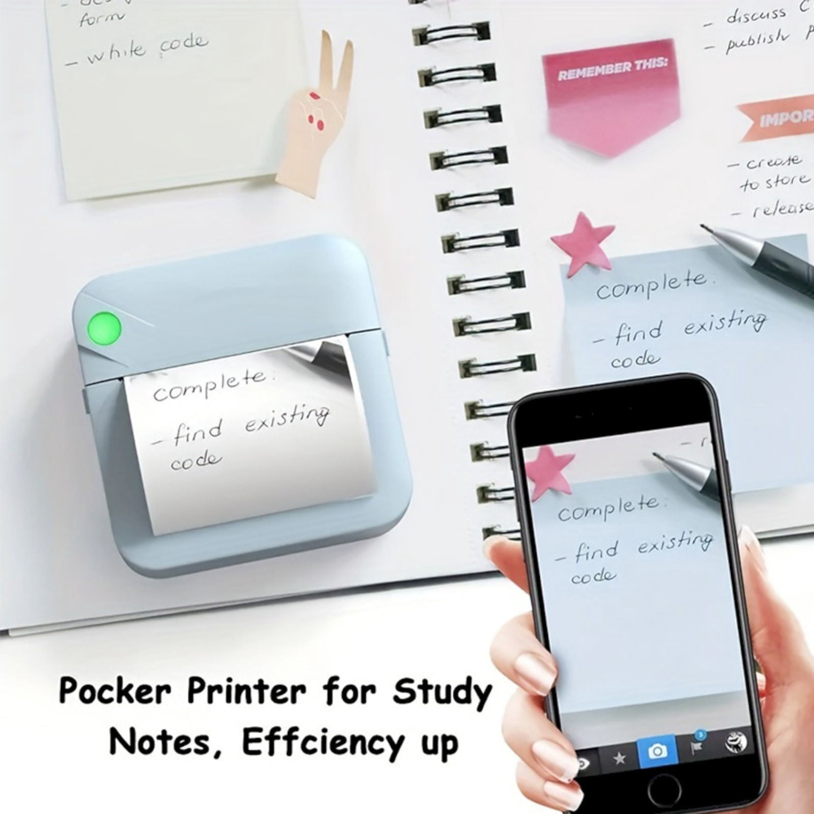 ZOURIH Sticker Printer-Mini Printer Print Pods Portable Thermal Inkless Sticker Maker Machine Bluetooth Pocket Impresora Portatil Instant Print for Notes,Label,Pictures,Web Page,DIY,Gift,3 Rolls-Pink