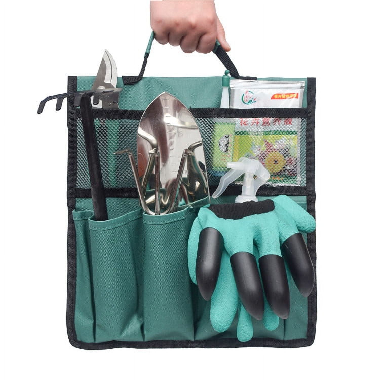 LNKOO Garden Kneeler Tool Bag Stool Pouch Seat Storage Tote Hanging Organizer, 600D Waterproof Portable for Outdoor Gardening, 12” x 13“Cart Storage Pouch Toolkit (Green, NOT Include Kneeler)