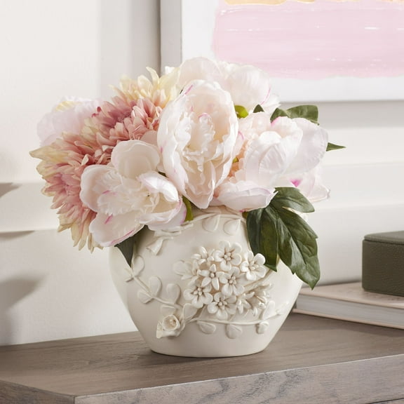 Dahlia Studios Bloomer 8 3/4" Wide White Glazed Floral Decorative Vase