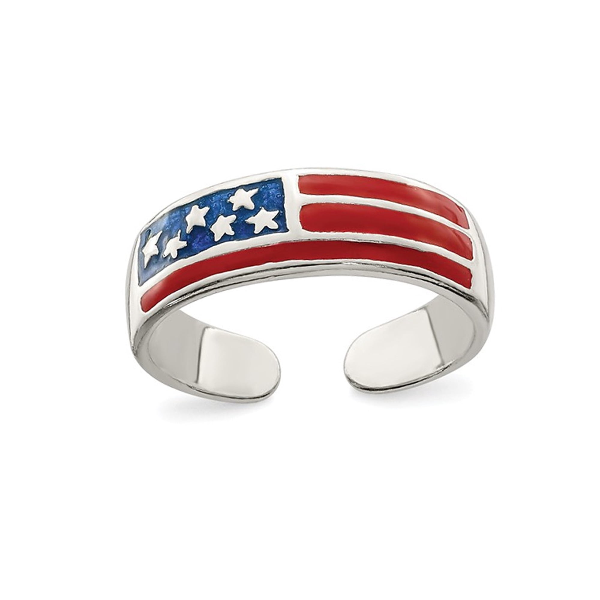 Primal Silver Sterling Silver Enameled Flag Toe Ring
