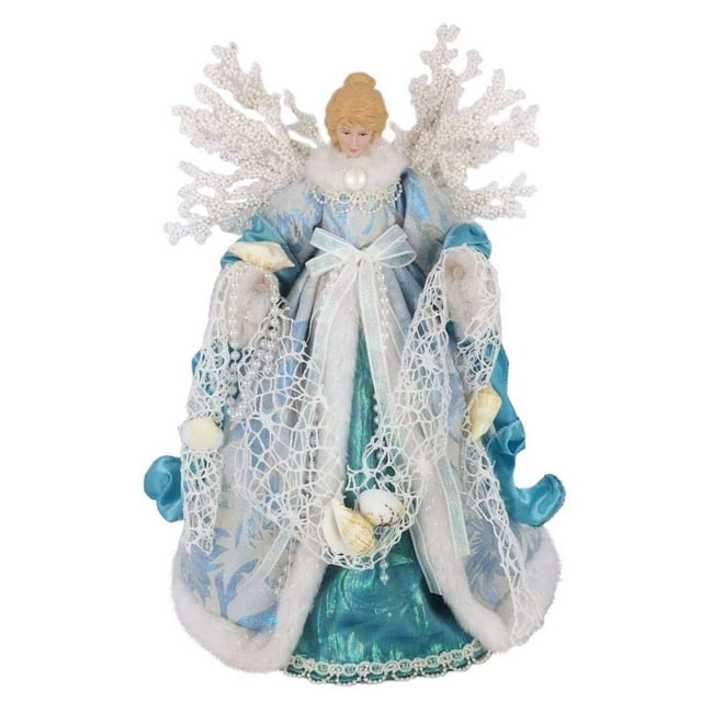 Windy Hill Collection 14" Inch Standing Aqua Angel Christmas Tree Topper or Table Top 148510