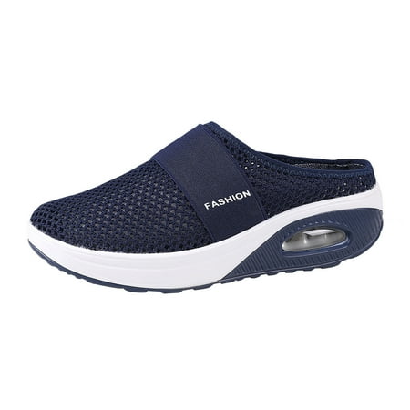 

Honeeladyy Women s Platform Lightweight Hollow Half Slippers Mesh Round Head Sandals Dark Blue Clearance under 5$
