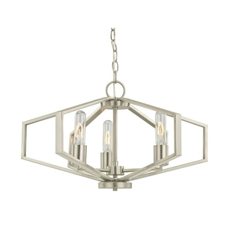 Satin Pewter Three Light Chandelier - Dolan Designs - 1144-09 - Three Light Chandelier - Hexagon - Satin Nickel