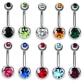 thumbnail image 2 of Segolike 10 Pieces Stainless Steel Crystal Belly Button Navel Piercings Jewellery 14g - , 14g 10 Pcs, 2 of 8