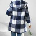 thumbnail image 4 of ZHYou Hoodie Coats For Women Plaid Hoodie Jacket Long Sleeve Plush Loose Cardigan Coat, 4 of 6